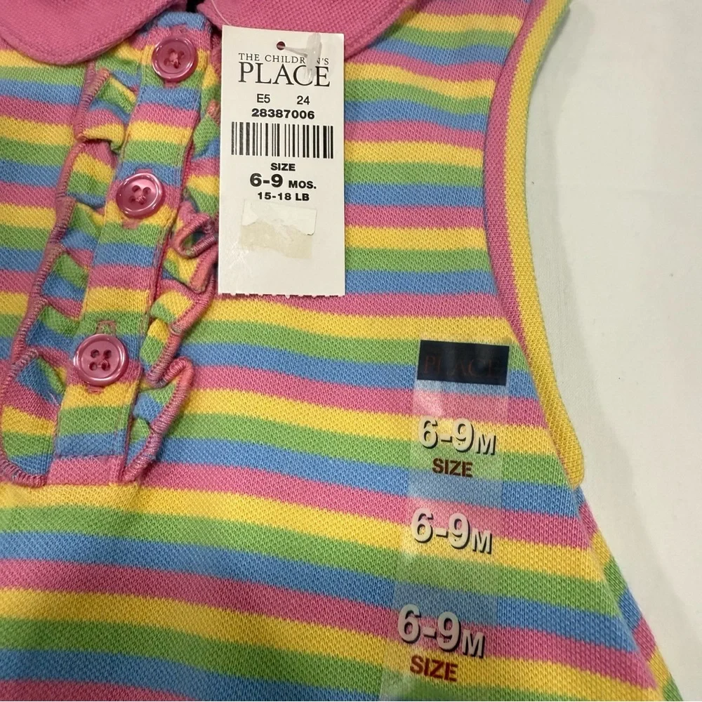 Y2K NWT The Children's Place Rainbow Striped Dress with Pink Accents Size 6-9 Mo